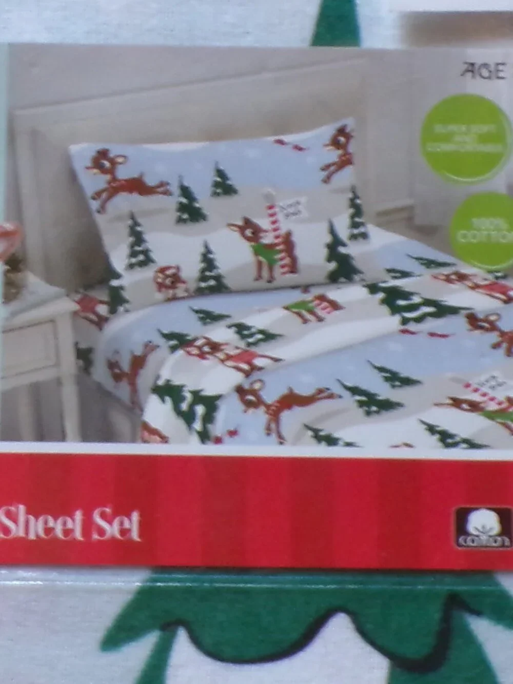 RUDOLPH THE RED NOSED REINDEER CHRISTMAS FLANNEL SHEETS 3 PIECE SET TWIN SIZE